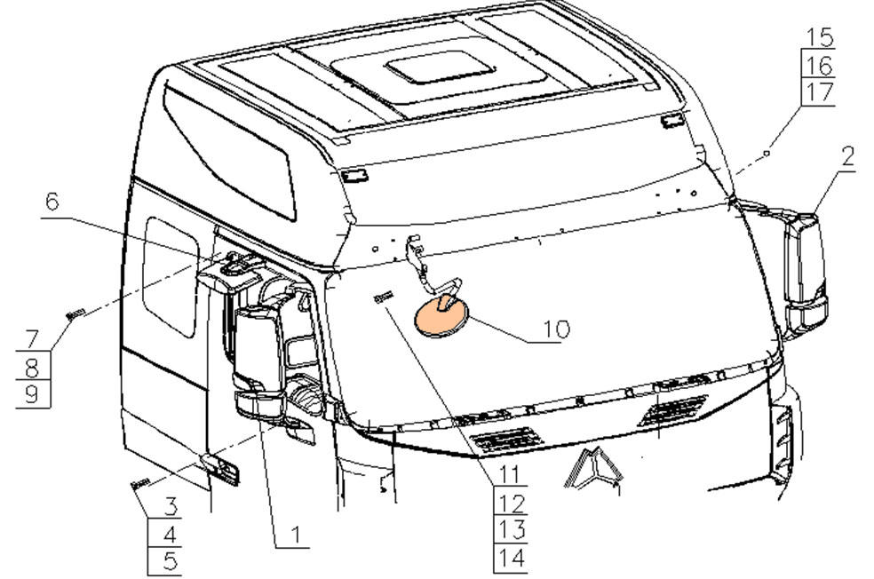 SINOTRUK HOWO Cabin View Mirror KC1662770010