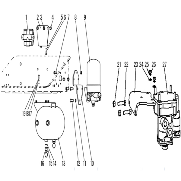 AIR RESERVOIR FIXATION FOR TRACTOR TRUCK I