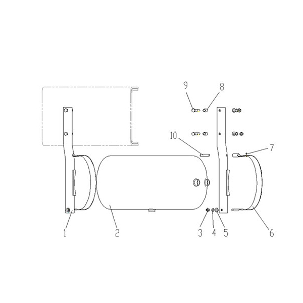 Front axle fixed gas reservoir
