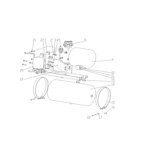 Dryer + four loop+ rear axle fixed gas reservoir